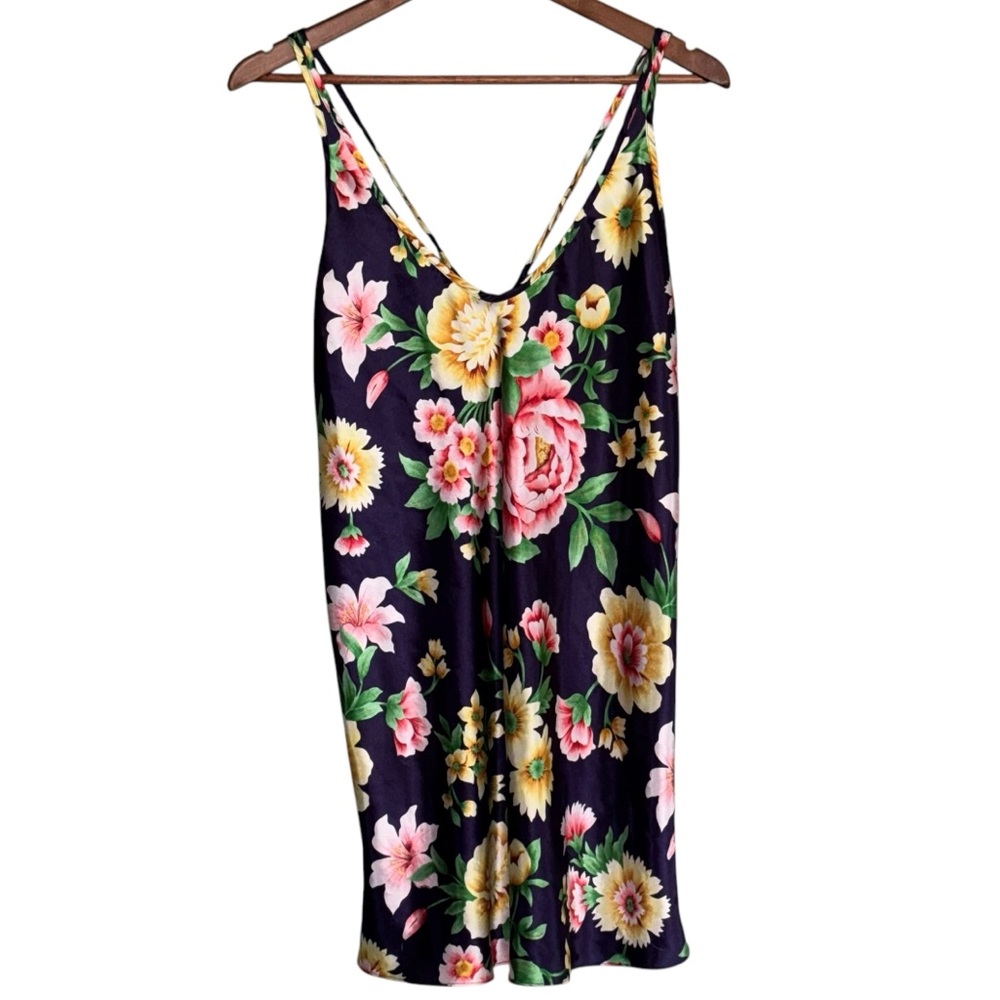 Vintage 80s Inner Most Satin Floral Slip Size Medium